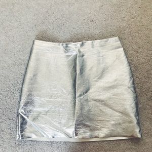 Silver Metallic Mini Skirt